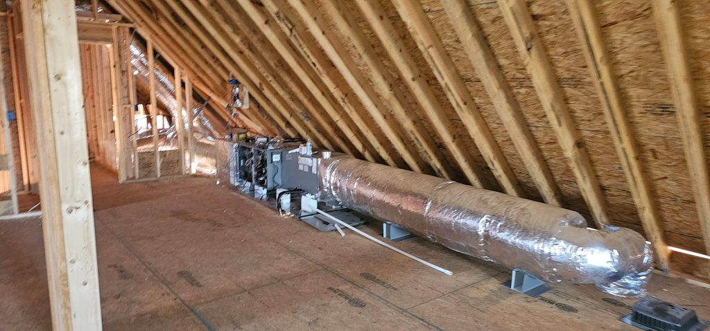 Attic air handlers and ductwork installed in a Sequatchie Valley home