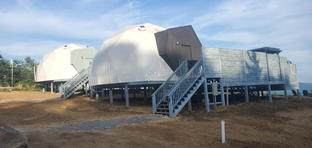Geodesic dome building exterior in Sequatchie Valley