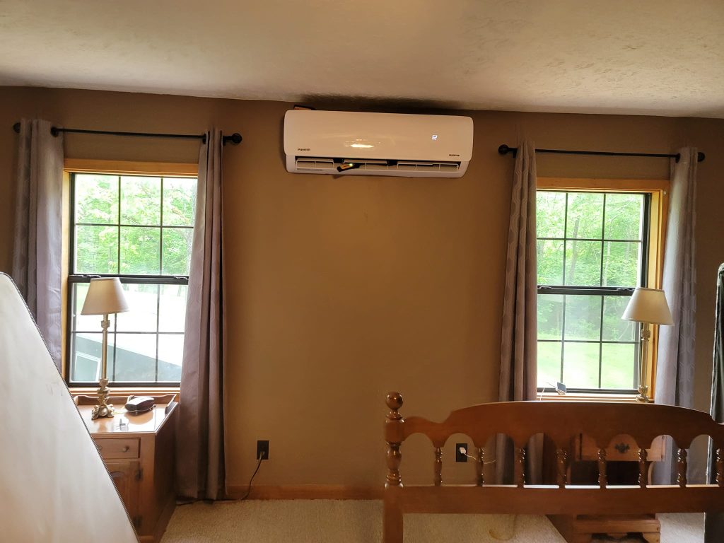 Wall-mounted mini-split in a finished living room